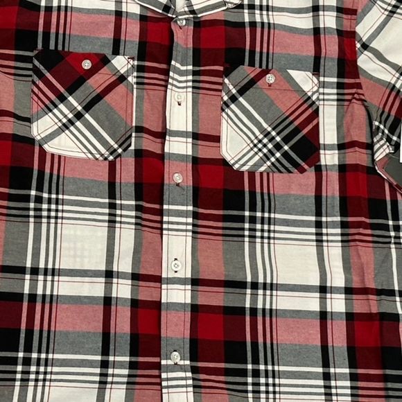 NWT AKADEMIKS Black/Red/Multi PLAID Twill 2-POCKET Men's BUTTON-UP Shirt Sz XL - Picture 6 of 9